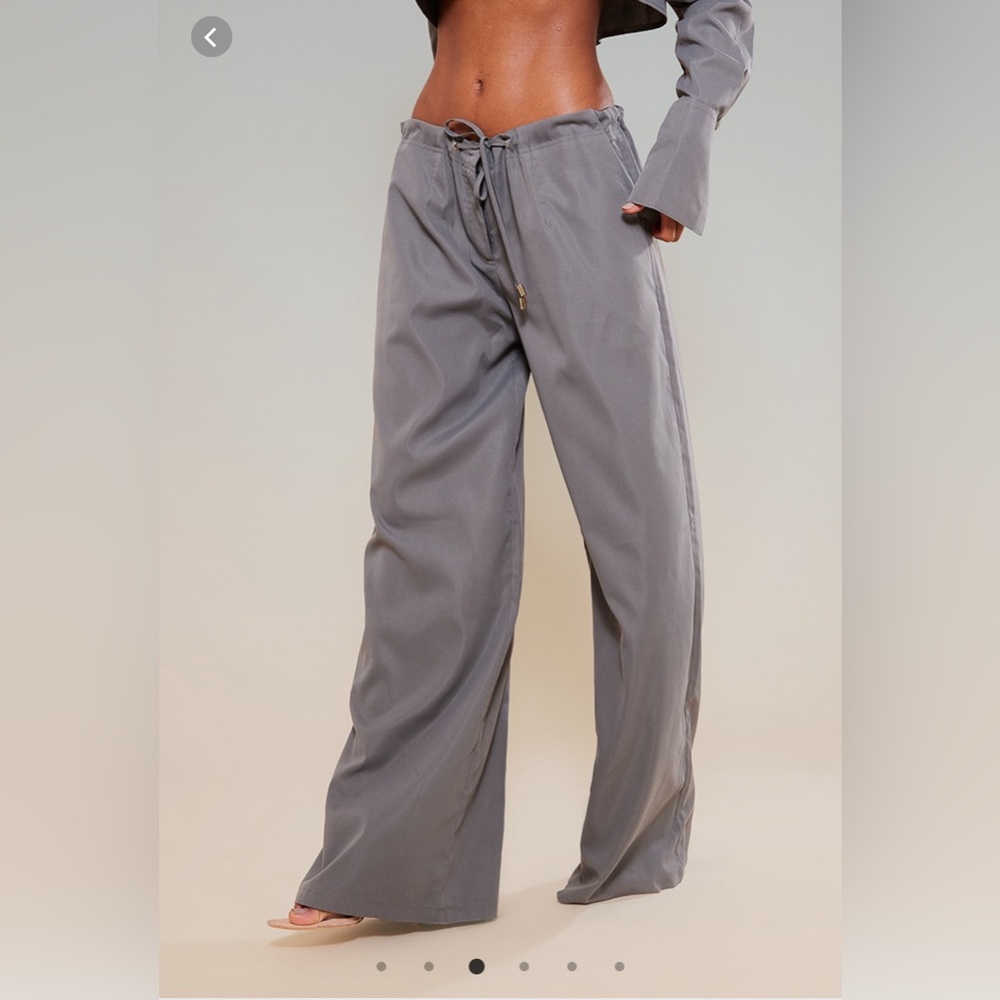 Slate Grey oversized drawstring straight leg trousers from pretty little thing
